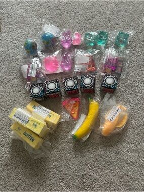 New 24 Assorted Toy Squishies Lot - Pink, Yellow, Green, Blue ,Fidget